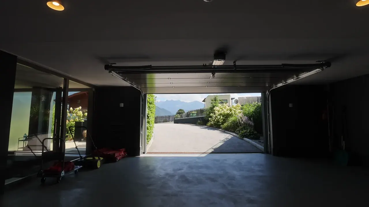 A home in Temple Terrace with a new dark garage door and clean panel lines